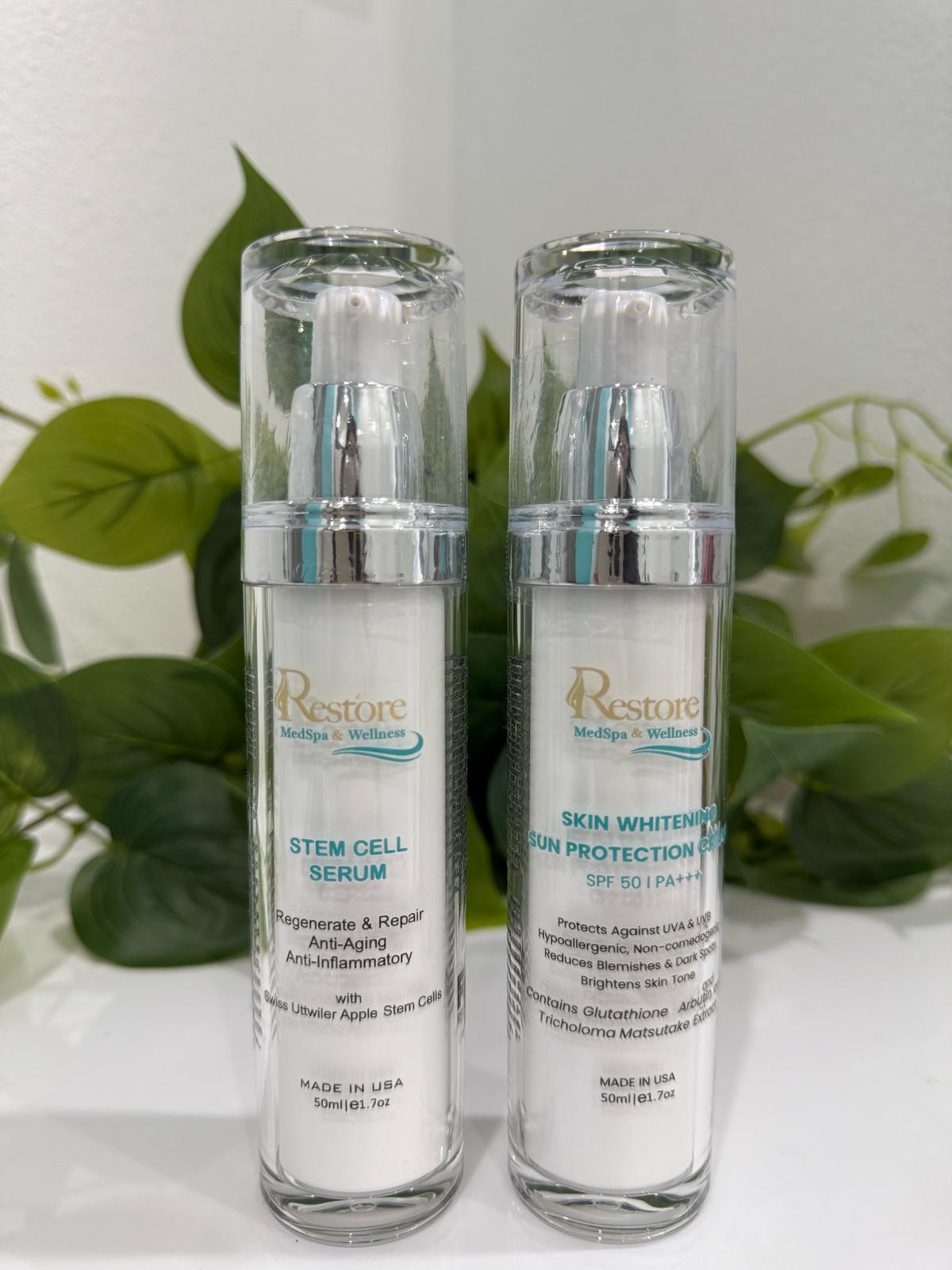Stem Cell Serum and Skin Whitening Sun Protection SPF50 - COMBO
